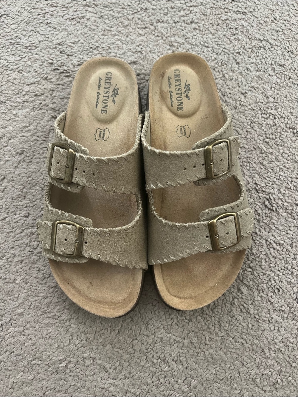 Women’s Double Buckle Sandals in Metallic Gold - Picture 2 of 4